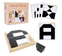 NlsqEU Montessori, puzzle 3D, giochi da tavolo, puzzle 3D, gioco da tavolo per l'educazione precoce, gruppo di età 3, puzzle in legno Tangram