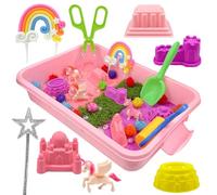 NlsqEU Sabbia Cinetica Bambini, Pony Sabbia Magischer per Bambina, 3 Giocattolo Pony Figura, 1kg Sabbia Magischer, 6 Stampi per Casa, Sabbia Cinetica Set di Pony per Bambina 3 4 5 6 anni(59 pcs)
