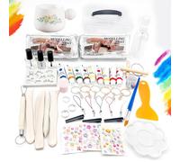 NlsqEU Set di ceramiche per la casa, set di ceramiche per bambini, argilla per vasi, asciugabile all'aria con attrezzi, 6 colori e vernice lucida e vernice acrilica, perfetto per regalo creativo