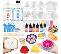 NlsqEU Squishy Set fai da te, set Squishy da 500 ml, in silicone liquido, rapporto 1:1, regali creativi fai da te con forma, guanto, misurino, bastoncini di legno B