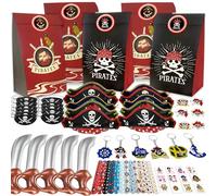 NlsqUK Accessori per Feste a Tema Pirata, 96 Pezzi Compleanno Bambini, Regalini Festa, Cappello Pirata