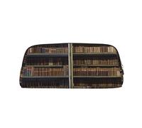 NLWQEKV Astuccio per matite in pelle Vecchi libri in biblioteca Astuccio per penne con stampa Astuccio per matite in pelle Astuccio per cancelleria Organizer