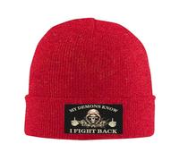 NLWQEKV Berretto di sensibilizzazione sul Disturbo da Stress Post-traumatico I Miei Demoni Sanno Che combatto Berretto di Maglia