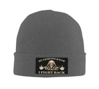 NLWQEKV Berretto di sensibilizzazione sul Disturbo da Stress Post-traumatico I Miei Demoni Sanno Che combatto Berretto di Maglia