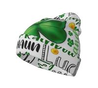 NLWQEKV Berretto Unisex con Quadrifoglio Verde Portafortuna per Uomo e Donna, Ideale per la Festa di San Patrizio. Cappello Lavorato a Maglia, Berretto Invernale.