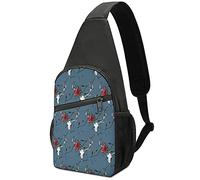 NLWQEKV Borsa a tracolla con teschio di cervo e fiore della passione, tracolla da viaggio, zaino da escursionismo, zaino per lo shopping sportivo