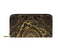 NLWQEKV Borsa lunga in pelle con zip Portafoglio Boho in tartaruga tartaruga dorata in pelle