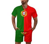 NLWQEKV Completo da uomo a due pezzi con polo e pantaloncini con tasche, con bandiera portoghese.