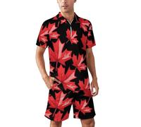 NLWQEKV Completo sportivo da uomo Canada Red Maple Leaf, composto da polo a maniche corte e pantaloncini, ideale per l'estate e per un look casual.