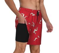 NLWQEKV Costume da Bagno da Uomo con Bandiera dell'Isola di Man.