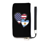 NLWQEKV Cuori intrecciati Bandiera americana dell'Argentina Portafoglio da polso Porta carte di credito lungo in pelle Borsa pochette sottile per donna