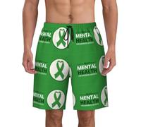 NLWQEKV Indosso Il Verde per Il Mese della consapevolezza mentale Pantaloncini da Spiaggia da Uomo Costume da Bagno Pantaloni da Spiaggia