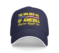NLWQEKV L'età d'oro dell'America Inizia Proprio Ora Cappello Citazione 2025 2024 Era Giusto Cappellino da Baseball Cappellino da Camionista Nero