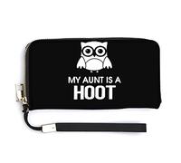 NLWQEKV My Aunt is A Hoot Portafoglio in pelle unisex con pochette di grande capacità, tasca per telefono, porta carte di credito con cinturino da polso