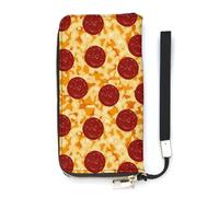 NLWQEKV Pizza ai peperoni con pomodori Portafoglio da polso Porta carte lungo in pelle Borsa pochette sottile da donna