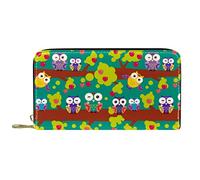 NLWQEKV Portafogli per donna e uomo, borsa porta carte, gufo dell'albero da frutto dell'aquila dei cartoni animati, borsa grande per il cambio in pelle PU