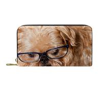 NLWQEKV Portafogli per donna e uomo, borsa porta carte, libro da lettura con cane grifone di Bruxelles, borsa grande per il cambio in pelle PU