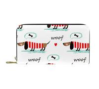 NLWQEKV Portafogli per donna e uomo, borsa porta carte, ossa di cane dei cartoni animati di cane tasso, borsa grande per il cambio in pelle PU