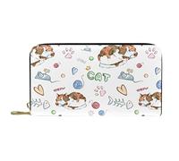 NLWQEKV Portafogli per donna e uomo, borsa porta carte, ratto senza cuciture con simpatici gatti, borsa grande per il cambio in pelle PU