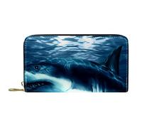 NLWQEKV Portafogli per donna e uomo, borsa porta carte, ritratto di mare, squalo oceano, borsa grande per il cambio in pelle PU