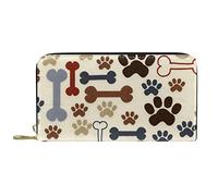 NLWQEKV Portafogli per donna e uomo, borsa porta carte, zampe di ossa di cani colorate, borsa grande per il cambio in pelle PU