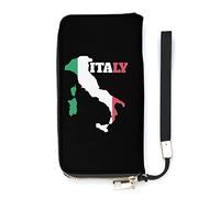 NLWQEKV Portafoglio in pelle con bandiera della mappa dell'Italia, pochette di grande capacità, tasca per telefono, porta carte di credito con cinturino da polso per uomo e donna