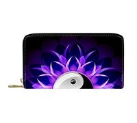 NLWQEKV Portafoglio in pelle da uomo, portamonete grande da donna per carte, pettegolezzi viola yin yang, portamonete con cerniera