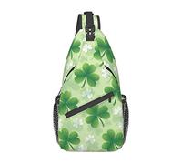 NLWQEKV St. Patrick's Day Cute Shamrocks Sling Backpack, Travel Hiking Daypack Clover Crossbody Shoulder Bag
