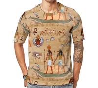 NLWQEKV T-Shirt da Uomo Classiche con geroglifici egiziani e racconti, Camicetta Estiva Girocollo a Maniche Corte, Casual