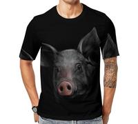 NLWQEKV T-Shirt da Uomo Classiche con Ritratto di Un Maiale Camicetta Estiva Casual Girocollo a Maniche Corte