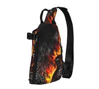 NLWQEKV Zaino a tracolla a tracolla Burning Guitar Flame Travel Hiking Chest Daypack One Strap Shoulder Bag