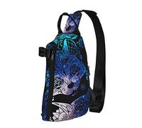 NLWQEKV Zaino a tracolla a tracolla Day Of Dead Sugar Skull Cat Travel Escursionismo Petto Zaino Borsa a tracolla con una tracolla
