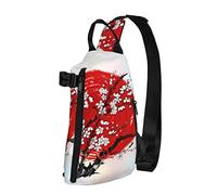 NLWQEKV Zaino a tracolla a tracolla Flower Blossom Red Sun Japan Travel Hiking Chest Daypack One Strap Shoulder Bag