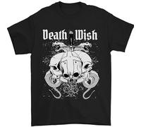 NM52SER Death Wish Skulls Snakes Biker Gothic Demon Mens T-Shirt 100% Cotton