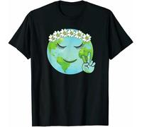 NM52SER Flower Crown Mother Earth - Earth Day T-Shirt Funny Black Tee Gift Trend for Men