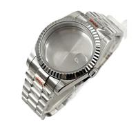 NMASDUYPU Cassa for orologio curva scanalata impermeabile con bracciale presidenziale da 36 mm e 40 mm for movimento NH34, NH35, NH36, NH38, NH39, NH70, NH72, ETA2824(Silver B1,40mm ETA2824 PT5000)