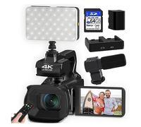 nmbhus 64MP 4K 60FPS Videocamera Live Stream Vlog Videocamera WiFi Webcam 4 Pollici Ruota Touch Screen Registratore Fotocamera Digitale 18X(with 32G SD Card,with Light Mic)