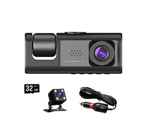 nmbhus Dash Cam a 3 canali for Auto Anteriore e Posteriore Interna, Visione Notturna IR 1080P Black Box, Registrazione in Loop for Auto DVR con Schermo IPS da 2 Pollici(Color:3 cameras-32GB)