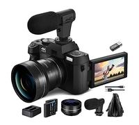 nmbhus Fotocamera Digitale compatta 4K WiFi Web Cam Videoregistratore Vlog Vintage Videocamera da 48 MP Flip Screen(No Card,Package 4)