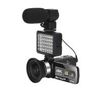 nmbhus Videocamere Digitali Grandangolari 4K Registrazione in Loop al Rallentatore Microfono Videocamera Messa A Fuoco Automatica Streaming Webcam Vlog Kit(128G SD Card,Set 2)