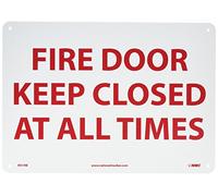 NMC M31RB - Cartello antincendio "Fire Door Keep Closed at all Times", 35,6 x 25,4 cm, in plastica rigida, rosso su bianco