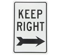 NMC TM27G Cartello "Keep Right", 30,5 x 45,7 cm, segnale di sicurezza stradale in alluminio standard con grafica a freccia nera, testo su base bianca