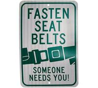 NMC TM60J Traffic Sign, Legend "allacciare cintura Someone needs you." Con grafiche, 30,5 cm lunghezza x 45,7 cm altezza, Engineer grade Prismatic Reflective aluminum 0.080, verde e bianco