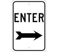 NMC TM78J Segnale stradale, leggenda "ENTER" con freccia destra, 30,5 cm di lunghezza x 45,7 cm di altezza, alluminio riflettente prismatico di grado ingegnere 0,080, nero su bianco