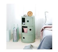 NMDCDH Comodino Rotondo Staccabile, Comodino Moderno semplicità per Camera da Letto con Porta, Comodino Creativo 3 cassetti, Mini credenza in plastica Semplice 32X32X58CM (Colore: Verde)