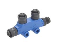 NMEA 2000 N2k Connettore T Micro-C M12 spina dorsale Tee Splitter 2 porte MultiPort IP67 impermeabile Marine Boat Tee per Can Bus DeviceNet CANopen Sensor Attuator Networks (blu)