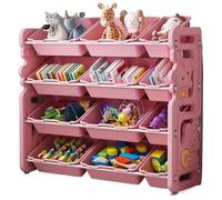NMGHUTE Bambini Contenitori Organizzatore Di Giocattoli A 4 Livelli Con Scatola Di Giocattoli In Plastica Rimovibile Per 8 Contenitori Grandi E 4 Piccoli Per Il Soggiorno Organizer Giochi(A)