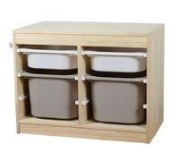 NMGHUTE Bambini Contenitori Organizzatore Di Giocattoli In Legno Con 4 Contenitori Per Giocattoli In Plastica Rimovibili Organizzatori Di Giocattoli Per Sala Giochi Organizer Giochi(C)
