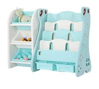 NMGHUTE Bambini Contenitori Scaffale Per Giocattoli In Plastica Con 5 Contenitori Per Giocattoli Rimovibili, Scaffale Per Esposizione, Per Camera Da Letto Della Sala Giochi Organizer Giochi(Blue,B)