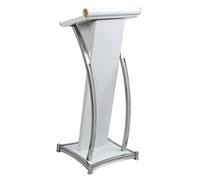 NMGHUTE Pulpito Conferenze, Podio Inclinabile Leggii in Metallo Pulpiti della Chiesa Podio per Insegnanti di Scuola Leggii per Conferenze per Ufficio 18,5x18,5x43,3 Pollici Seminario(White)